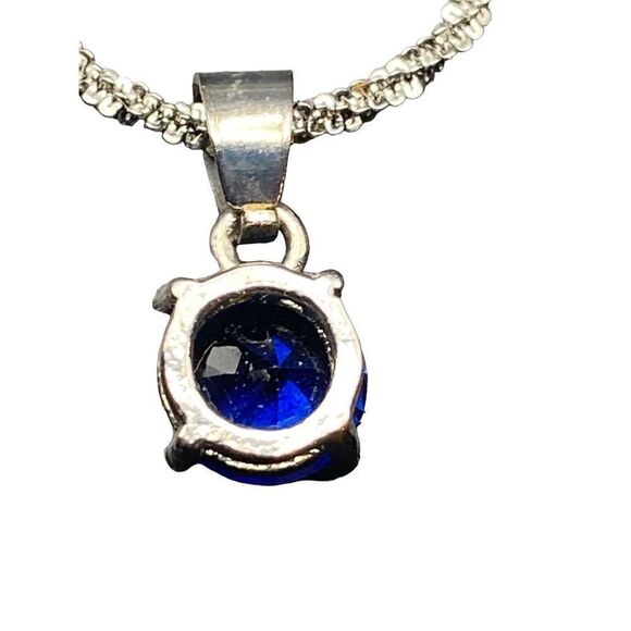 JCM stainless steel round sapphire cz earrings and matching pendant with chain - Picture 6 of 12